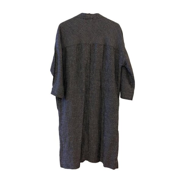 Madewell Long Robe Jacket in Grid Pattern Open Front Pockets Linen Small - Picture 9 of 12